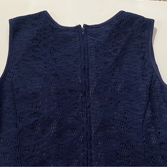Tiana B. Sleeveless Pleated Lace A Line Navy Blue Mini Dress Women's Size 10 - Picture 12 of 16